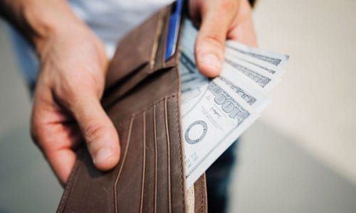 Wallet Man holding open wallet